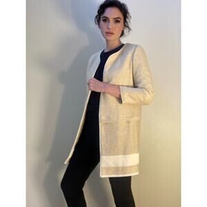 Zara Spring Ecru Mid-length Coat Jacket Linen ~ Minimalist & Marvelous ~ Sz M